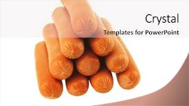  Presentation with pyramid - Amazing slide set having fresh gold chicken sausages pyramid on white backdrop and a lemonade colored foreground