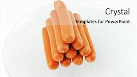  Presentation with pyramid - PPT theme with fresh gold chicken sausages pyramid on white background and a white colored foreground