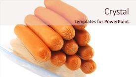  Presentation with pyramid - Presentation theme having fresh gold chicken sausages pyramid on white background and a lemonade colored foreground