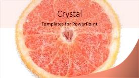  Presentation with fresh water - Beautiful presentation featuring fresh grapefruit in water with bubbles isolated on white backdrop and a coral colored foreground