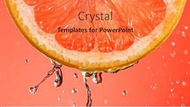  Presentation with fresh water - Colorful presentation theme enhanced with fresh-grapefruit-slice-with-water backdrop and a coral colored foreground