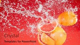  Presentation with fresh water - PPT theme having fresh-grapefruit-slices-with-water background and a red colored foreground