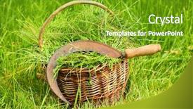  Presentation with dancing music grass - Slides enhanced with fresh grass in basket background and a tawny brown colored foreground