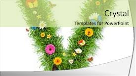 Presentation with letter - Presentation design featuring v with blooms and butterflies background and a soft green colored foreground