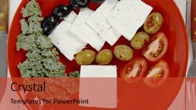  Presentation with feta cheese - Slides having fresh greek feta cheese sandwich background and a red colored foreground