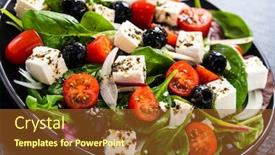  Presentation with feta cheese - Amazing slide deck having fresh-greek-salad-feta-cheese backdrop and a tawny brown colored foreground