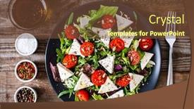  Presentation with feta cheese - Colorful slide set enhanced with fresh-greek-salad-feta-cheese backdrop and a tawny brown colored foreground