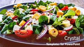  Presentation with feta cheese - Cool new slide set with fresh-greek-salad-feta-cheese backdrop and a tawny brown colored foreground