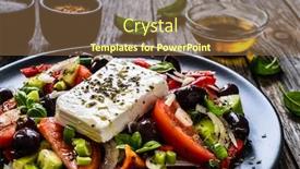  Presentation with red onion - Beautiful PPT theme featuring fresh-greek-salad-feta-cheese backdrop and a tawny brown colored foreground