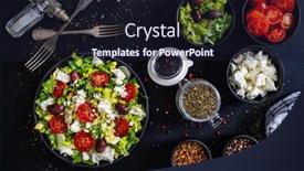  Presentation with feta cheese - Colorful slides enhanced with fresh-greek-salad-feta-cheese backdrop and a wine colored foreground