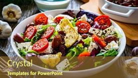  Presentation with feta cheese - Slide set consisting of fresh-greek-salad-feta-cheese background and a tawny brown colored foreground