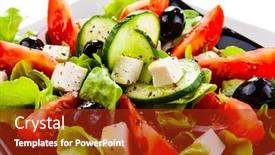  Presentation with greek - Amazing PPT theme having fresh-greek-salad-on-white backdrop and a crimson colored foreground