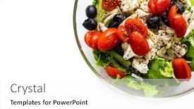  Presentation with greek - Audience pleasing PPT theme consisting of fresh-greek-salad backdrop and a white colored foreground