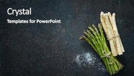  Presentation with dark green - Slide set enhanced with fresh green and white asparagus background and a dark gray colored foreground