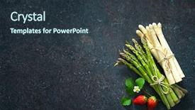  Presentation with dark green - Audience pleasing presentation theme consisting of fresh green and white asparagus backdrop and a tawny brown colored foreground