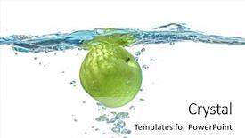  Presentation with fresh water - PPT theme consisting of fresh green apple falling background and a white colored foreground