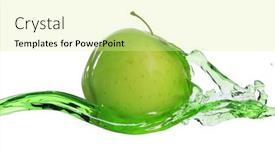  Presentation with fresh water - Colorful presentation design enhanced with fresh-green-apple-in-water backdrop and a blonde colored foreground