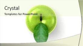  Presentation with water rain drop hanging on a fresh green leaf - Beautiful PPT layouts featuring fresh green apple with green backdrop and a blonde colored foreground