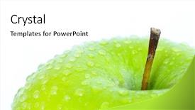  Presentation with fresh water - Presentation theme with fresh green apple with water background and a  colored foreground