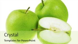  Presentation with green apples - Presentation theme having fresh green apples isolated on white background background and a yellow colored foreground