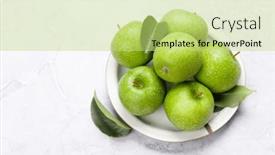  Presentation with green plate - Slide deck with fresh-green-apples-on-plate background and a  colored foreground