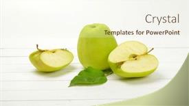  Presentation with quarter - Beautiful PPT layouts featuring fresh green apples - one whole half and quarter backdrop and a cream colored foreground
