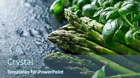  Presentation with asparagus - Presentation design with fresh-green-asparagus-and-basil background and a ocean colored foreground