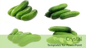  Presentation with cucumbers - Theme having fresh-green-baby-cucumbers background and a mint green colored foreground