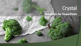  Presentation with fresh green broccoli - Colorful presentation design enhanced with fresh green broccoli and gauze backdrop and a  colored foreground