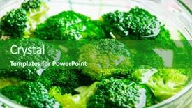  Presentation with fresh green broccoli - Amazing slide deck having fresh green broccoli in bowl with water on linen napkin healthy or vegetarian food concept backdrop and a forest green colored foreground