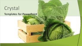  Presentation with pistachio texture nuts green fresh - Cool new PPT theme with fresh green cabbages in a wooden crate on a white background backdrop and a yellow colored foreground