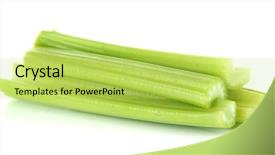  Presentation with celery - Slide set with fresh green celery isolated background and a yellow colored foreground
