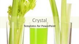  Presentation with celery - Theme enhanced with fresh green celery in a glass and juice isolated on white background and a blonde colored foreground