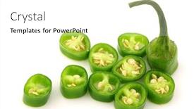  Presentation with chili - PPT theme featuring fresh green cut chili pepper background and a white colored foreground