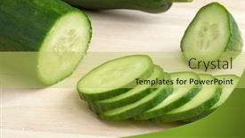  Presentation with cut - PPT layouts enhanced with fresh-green-cut-cucumber background and a yellow colored foreground