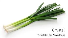  Presentation with garlic - Presentation having fresh-green-garlic-chinese-sichuan background and a white colored foreground