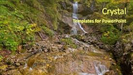  Presentation with route - Amazing PPT theme having fresh green leaf clear blue water - peaceful waterfall en route backdrop and a  colored foreground