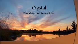  Presentation with water leaf - Presentation theme enhanced with fresh green leaf clear blue water - reflections of sunset background and a  colored foreground