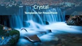  Presentation with river forest village school - Cool new PPT theme with fresh green leaf clear blue water - waterfall on mountain river backdrop and a ocean colored foreground