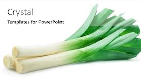  Presentation with white green - Slide deck with fresh-green-leek-stems-isolated background and a  colored foreground