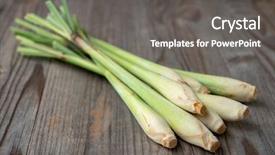  Presentation with pistachio texture nuts green fresh - Amazing PPT theme having fresh green lemongrass on wooden backdrop and a gray colored foreground