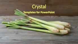  Presentation with lemongrass herb plant fresh leaves - Slide set featuring fresh green lemongrass on wooden background and a tawny brown colored foreground