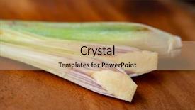  Presentation with green - Beautiful PPT theme featuring fresh green lemongrass on wooden backdrop and a  colored foreground