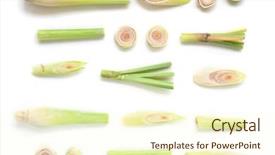  Presentation with white green - Cool new presentation theme with fresh green lemongrass slices isolated backdrop and a cream colored foreground