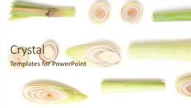  Presentation with white green - Presentation theme with fresh green lemongrass slices isolated background and a cream colored foreground