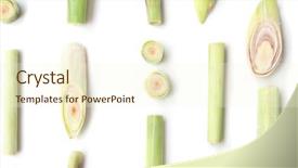  Presentation with white green - Colorful slides enhanced with fresh green lemongrass slices isolated backdrop and a cream colored foreground