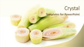  Presentation with fresh water splash green apple isolated white - PPT theme consisting of fresh green lemongrass slices isolated background and a cream colored foreground