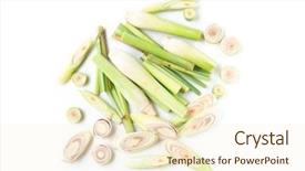  Presentation with helva fresh sliced halva - Cool new PPT layouts with fresh green lemongrass slices isolated backdrop and a  colored foreground