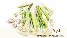  Presentation with white green - Beautiful slide deck featuring fresh green lemongrass slices isolated backdrop and a soft green colored foreground