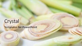  Presentation with white green - PPT theme with fresh green lemongrass slices isolated background and a  colored foreground